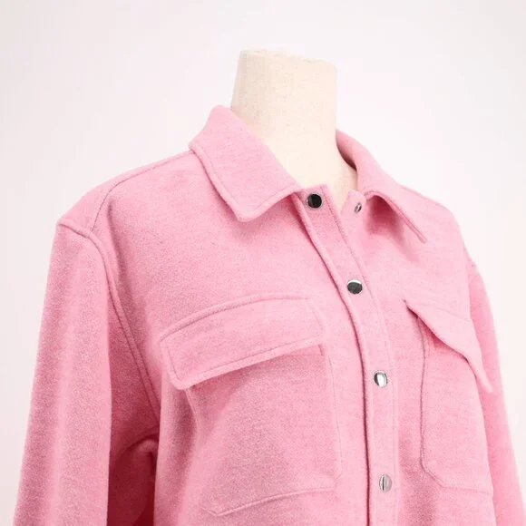 NWT & OTHER STORIES Oversized Wool Blend Overshirt Shacket Pink Size US 6 - Picture 4 of 9